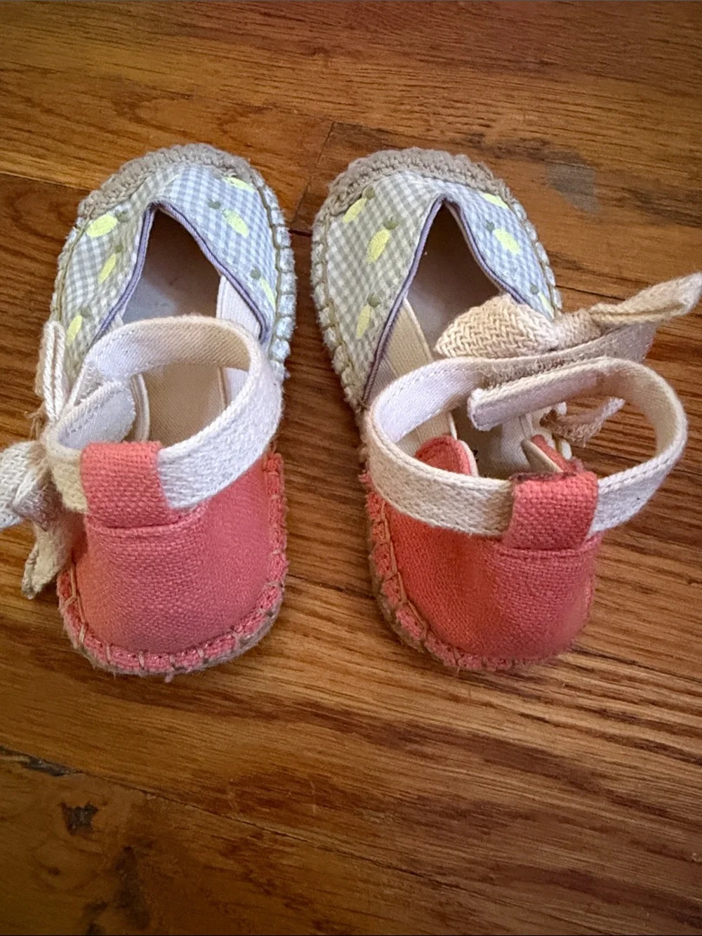 ZARA Kids Gingham Espadrille Sandals in Yellow, Coral & Cream